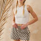 CHECKERED LACE TRIM SHORTS WITH DRAWSTRING