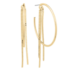 Chain Metal Paige Open Hoop Post Back Earrings