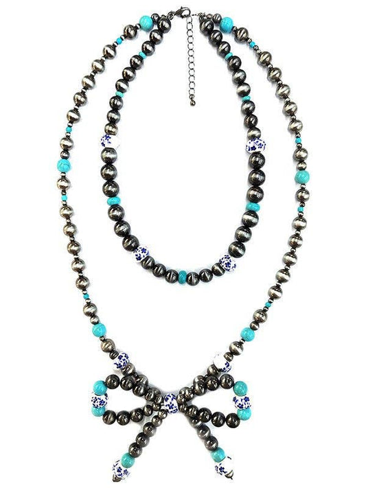 Western Ribbon Navajo Ceramic Pearl Necklace