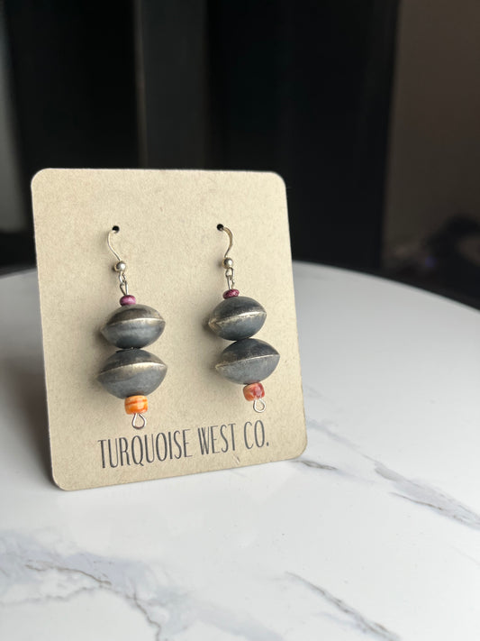 Orange/purple navajo earrings