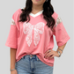 LACE EMBROIDERED RIBBON PATCH SHORT SLEEVE TOP