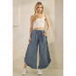 FRAYED RUFFLE HEM DENIM PANTS