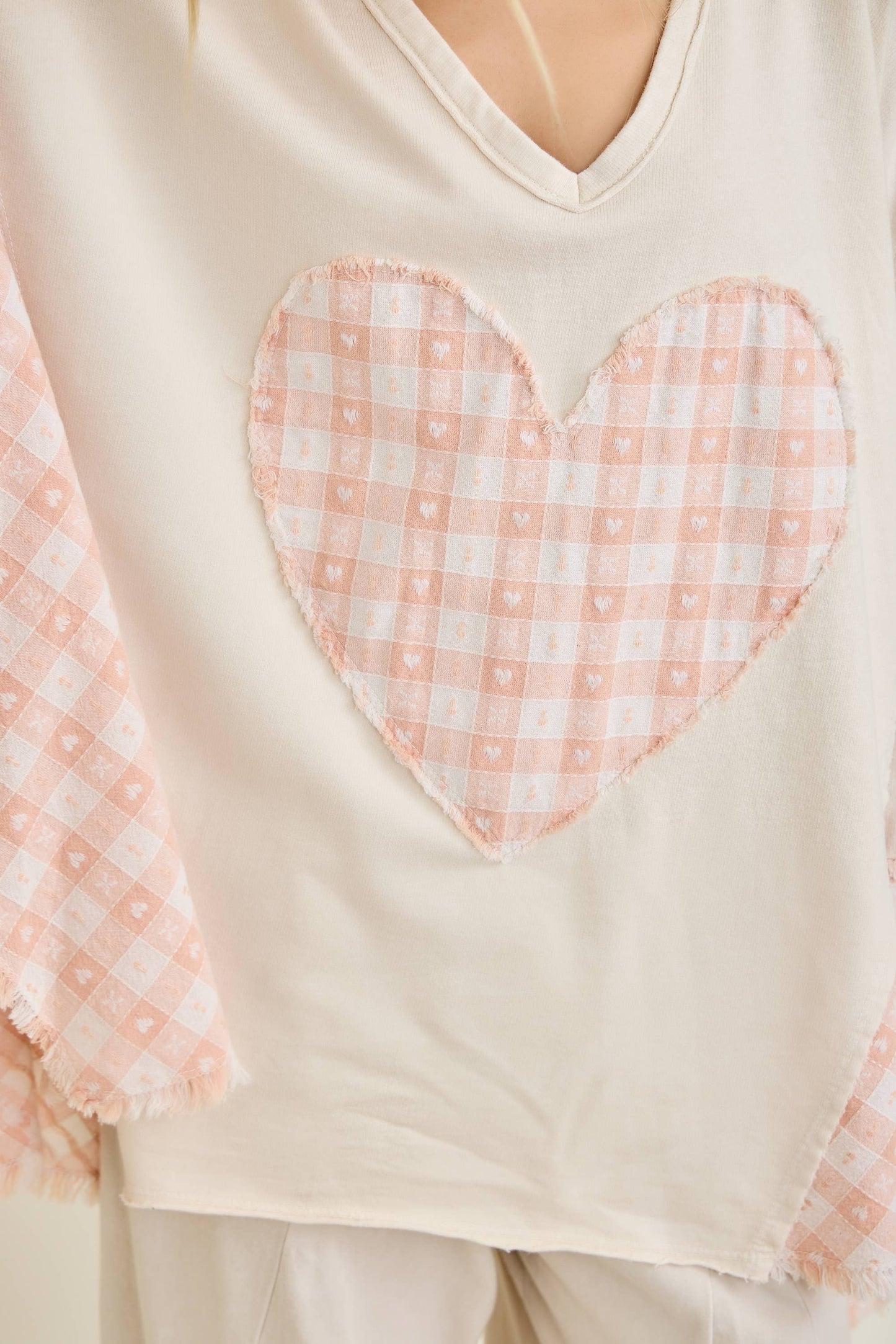Mineral Washed Valentines day Heart Poncho