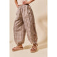 CHECKERED PLAID ELASTICIZED JOGGER TRACK PANTS