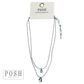 Double strand bead chain choker necklace with rhinestone pendant