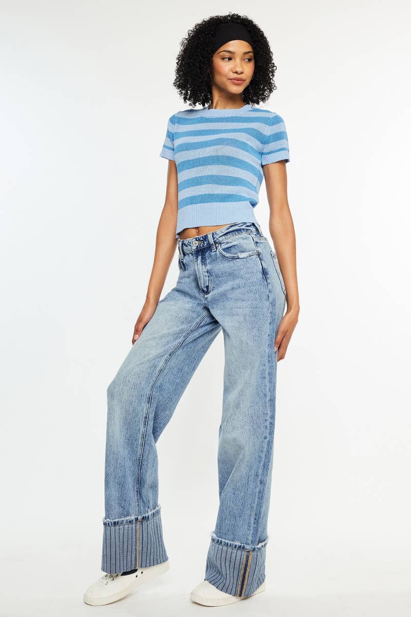 STRIP HIGH RISE WIDE LEG