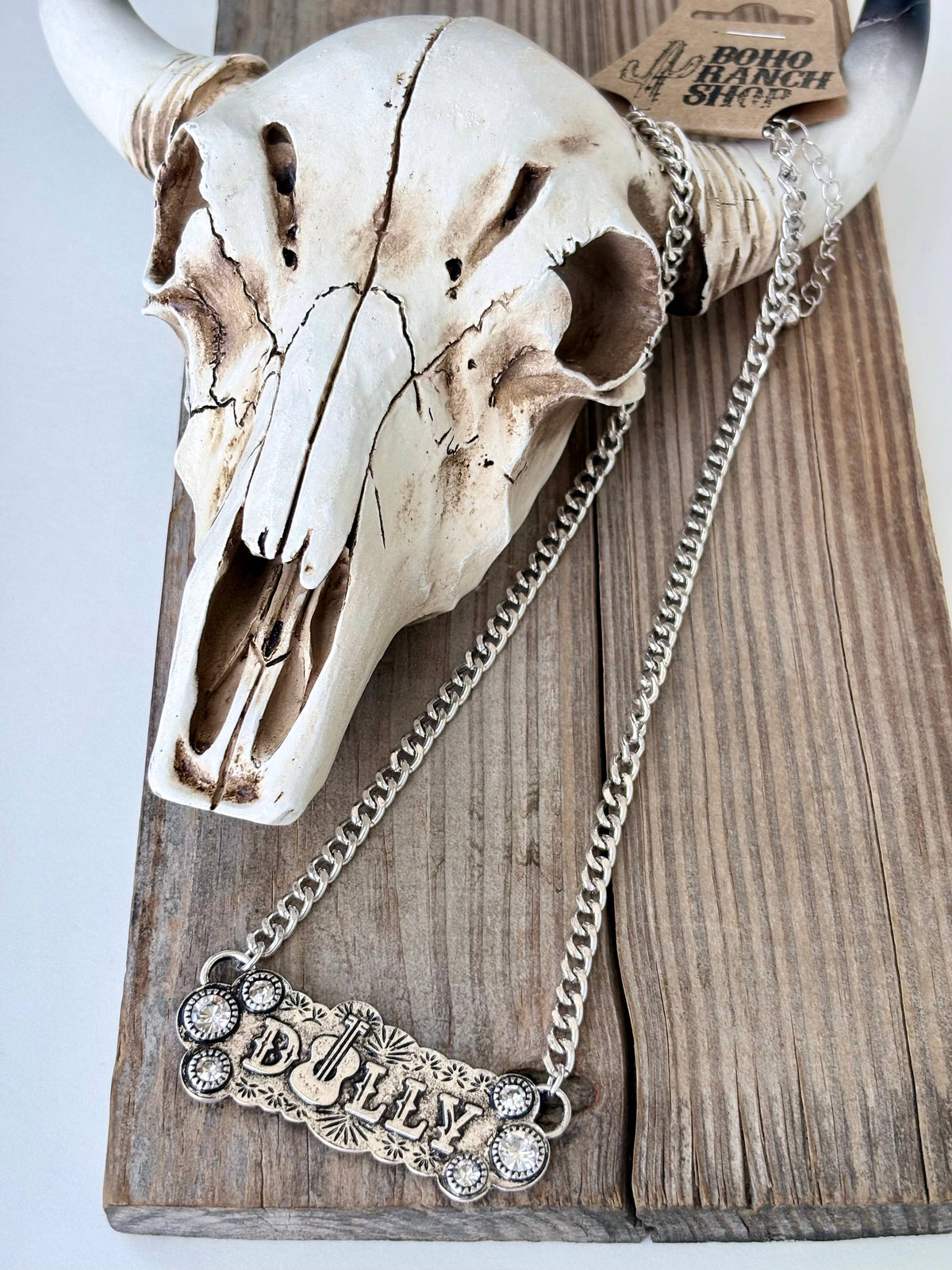 Western Style Queen Dolly Guitar Bar Pendant Necklace