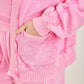 Mineral Washed Ribbed detail Midi Open Terry Cardigan
