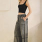 MINERAL WASHED DENIM PANTS