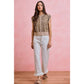 RUFFLED BOTTOM DENIM JEANS PANTS