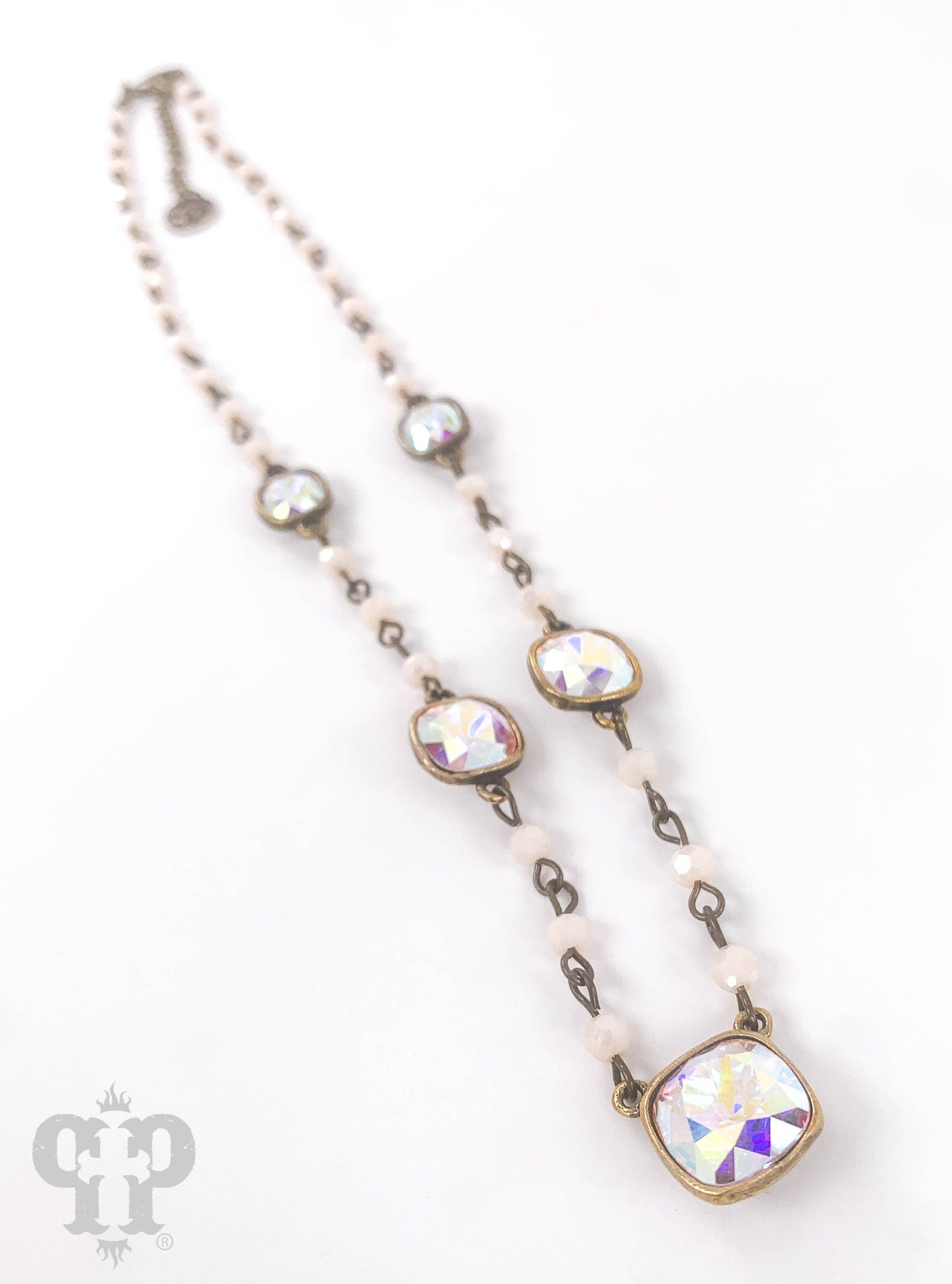 Linked bead and Austrian crystal necklace