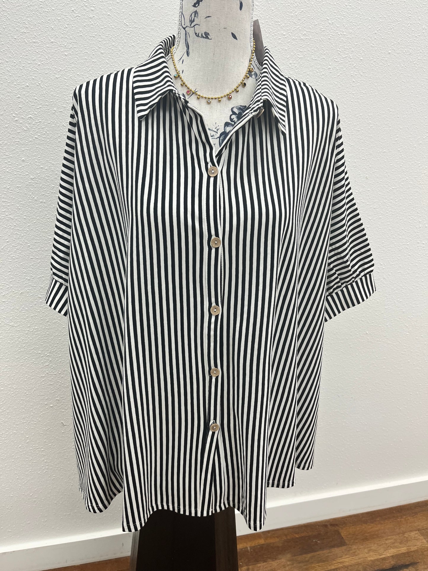 Oversized stripe button down shirts