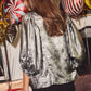 Shimmer Foiled Printed Button Front Blouse