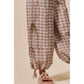 CHECKERED PLAID ELASTICIZED JOGGER TRACK PANTS