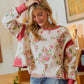 FLORAL BRUSHED TERRY OPEN BACK