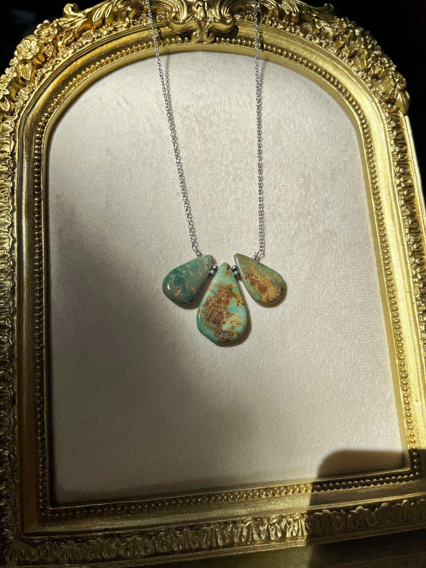 Three Turquoise Teardrop Necklace