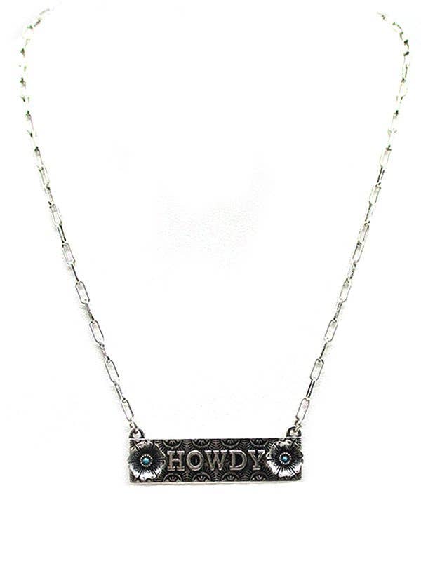 Western Howdy Flower Bar Necklace