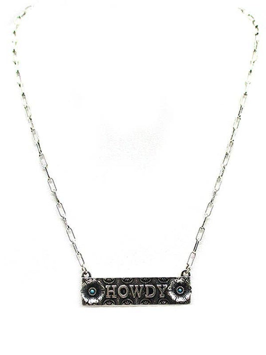 Western Howdy Flower Bar Necklace