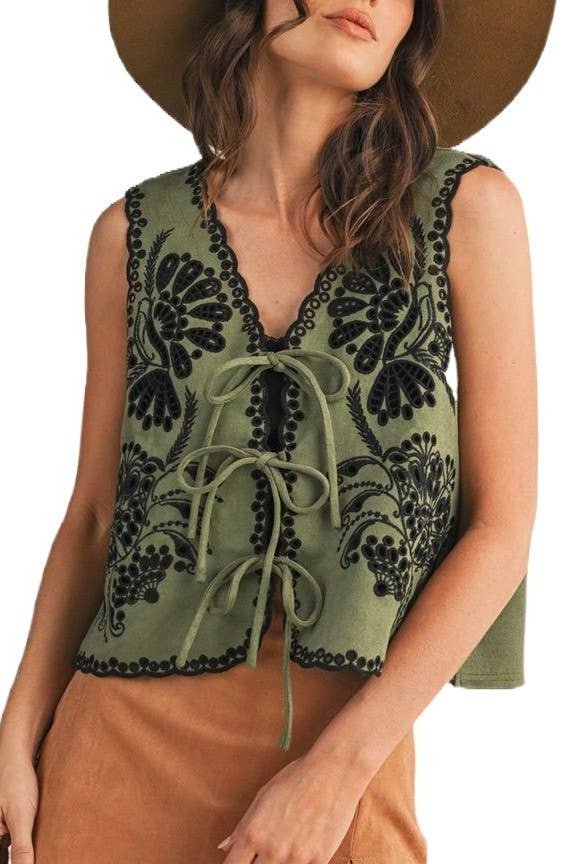 Punching Crochet Suede Vest