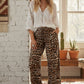 Leopard Print Wide Leg Flowy Woven Pants