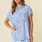 TENCEL DENIM FRAY DETAILED DOLMAN SHORT SLEEVE