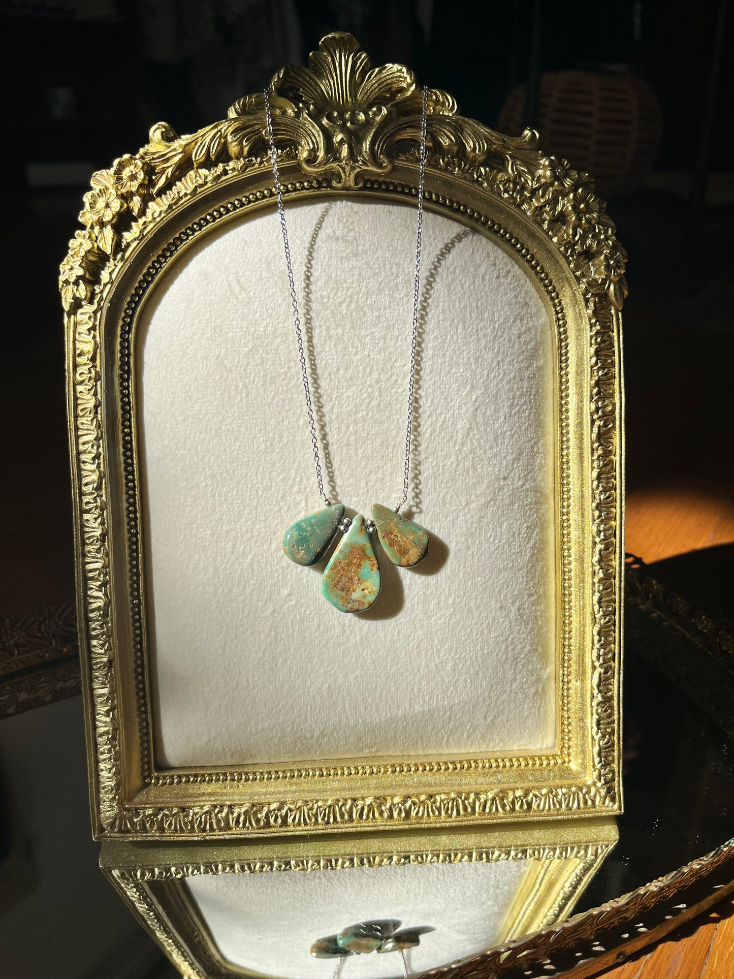 Three Turquoise Teardrop Necklace