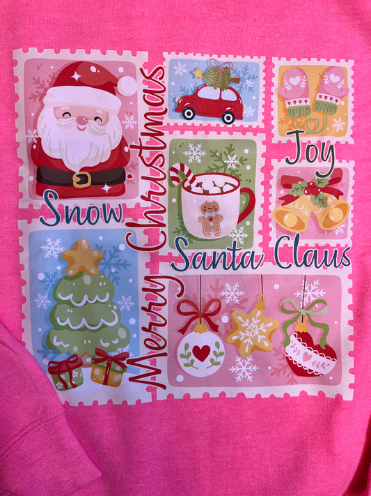 Pink Santa stamps sweatshirt .