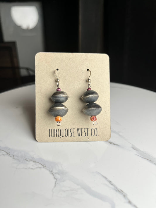 Orange/purple navajo earrings