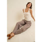 GINGHAM SMOCKED WAIST WIDE LEG PANTS