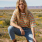 Striped Short Sleeve Relaxed Fit Knit Top
