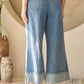 Washed Denim Wide Leg Pants