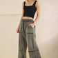 MINERAL WASHED DENIM PANTS