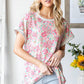 Contrast Trim Floral Dolman Top