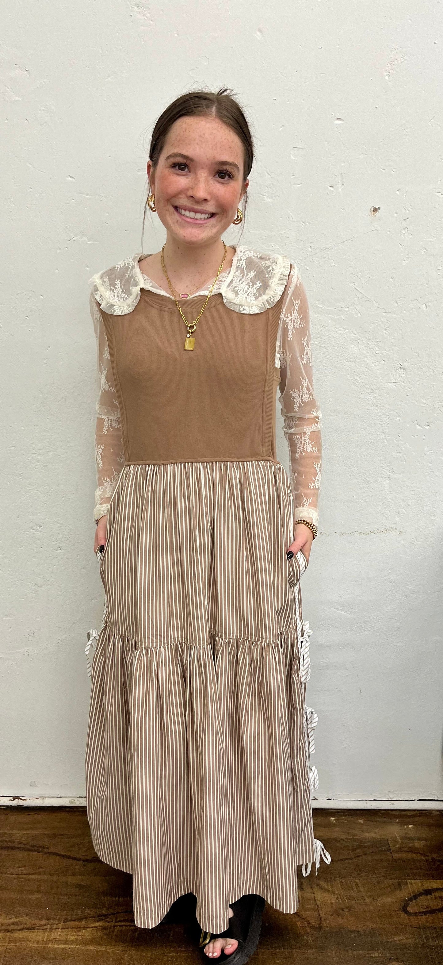 Stripped side Bow Mindi dress