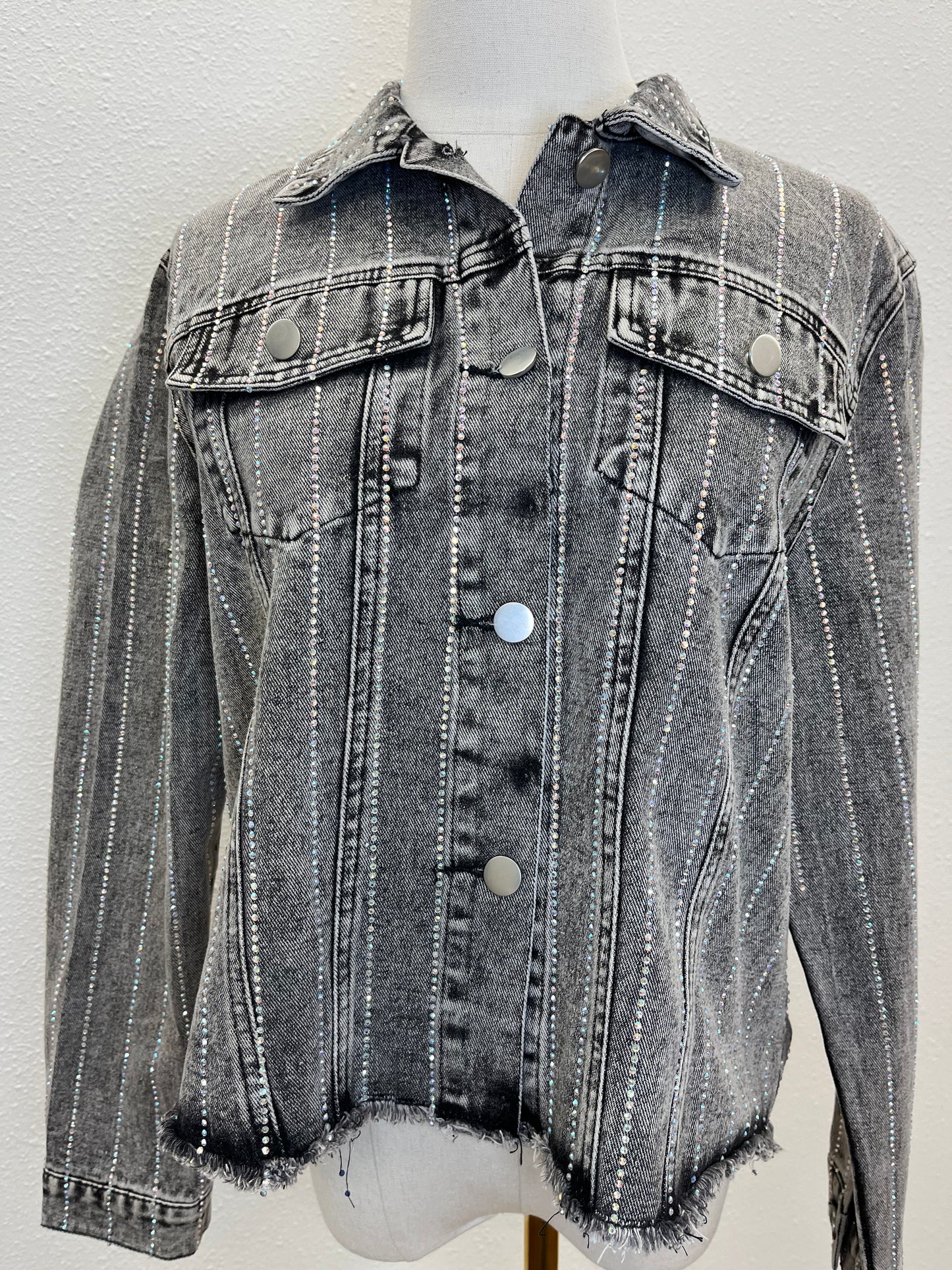 Rhinestone black denim jacket