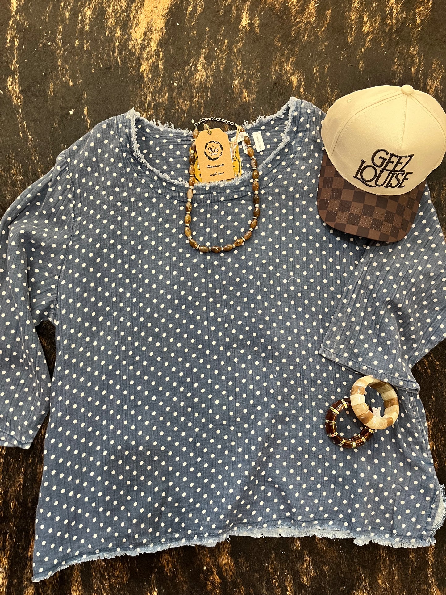 Polkadot oversize shirt.