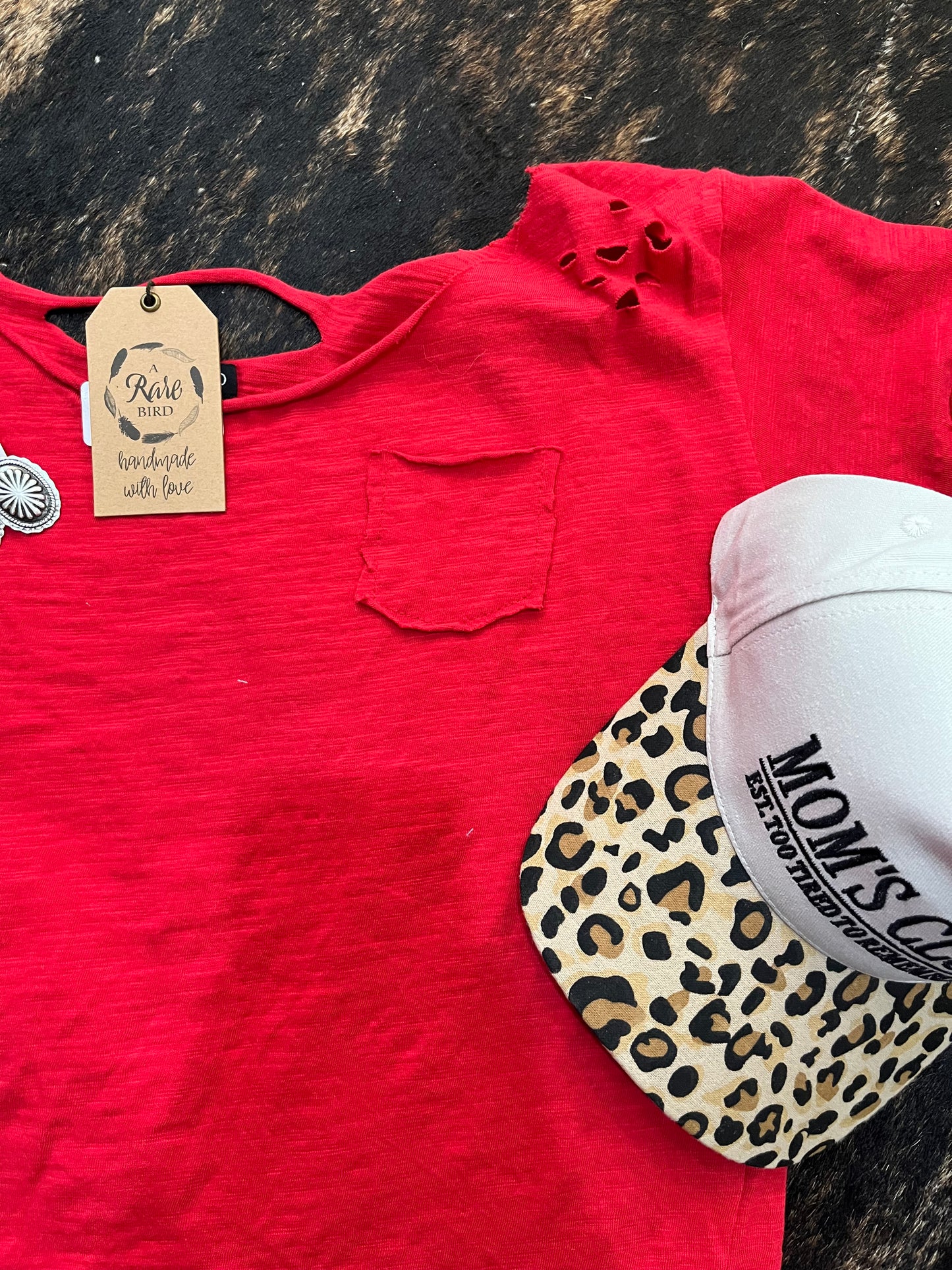 Red distressed T-shirt