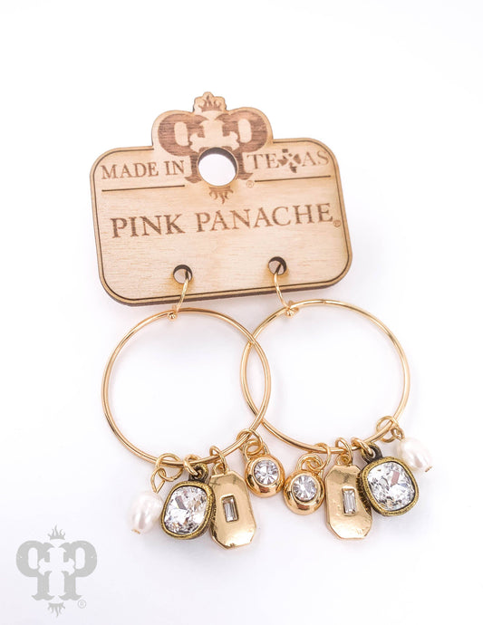 Circle charm earring, Austrian crystal