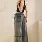 MINERAL WASHED DENIM PANTS