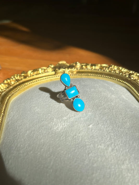 Three Stone Turquoise S/S Ring