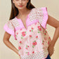 MIXED PRINT FLUTTER SLEEVE TOP