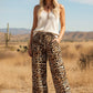 Leopard Print Wide Leg Flowy Woven Pants