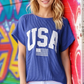 SOLID RIBBED USA LETTERING TOP