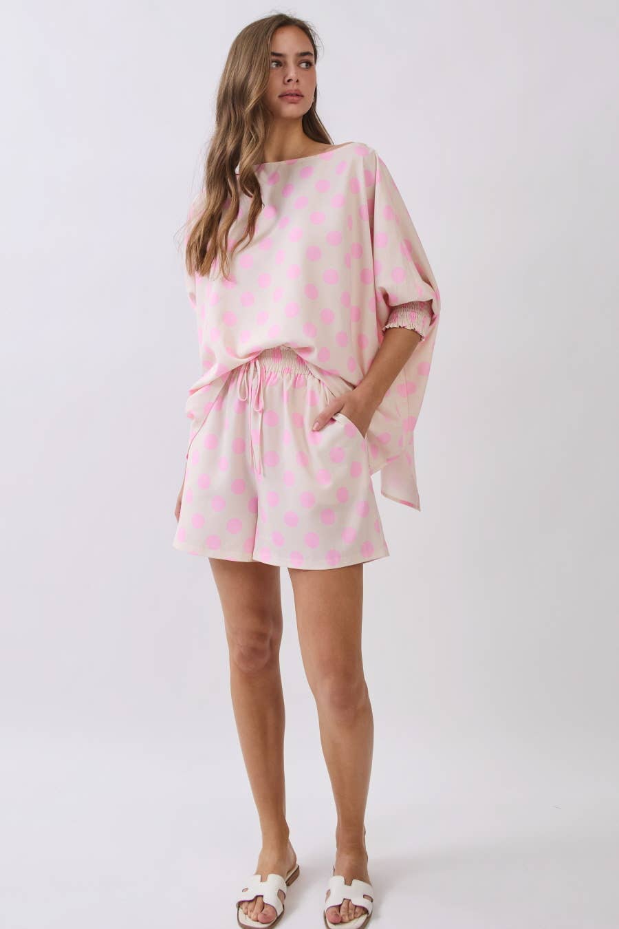 Polka Dot Batwing top and shorts set