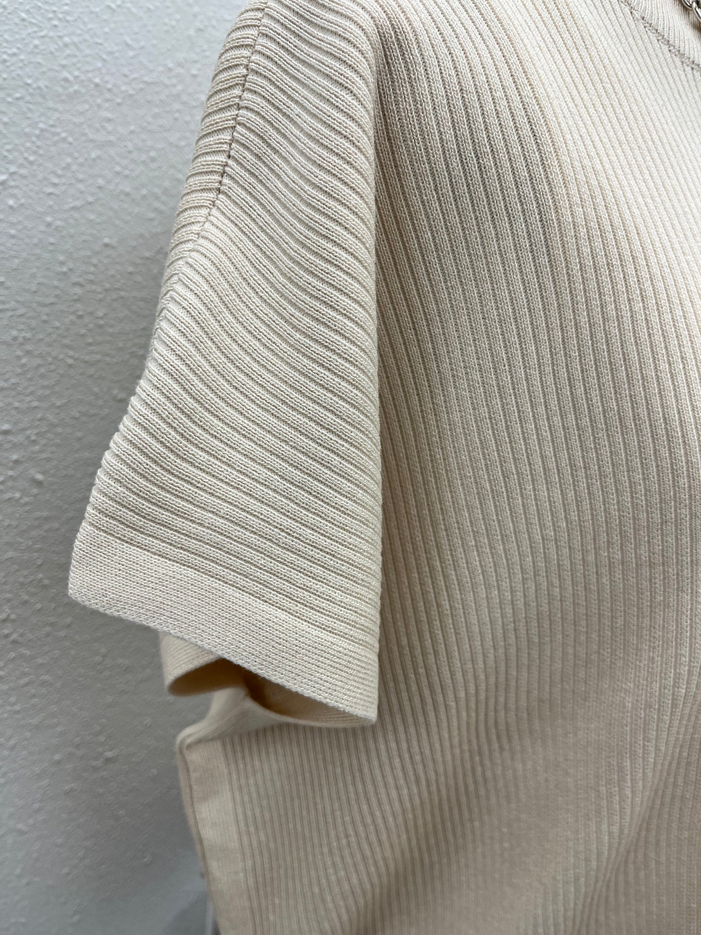 Viscose mock neck short sleeve boxy sweater