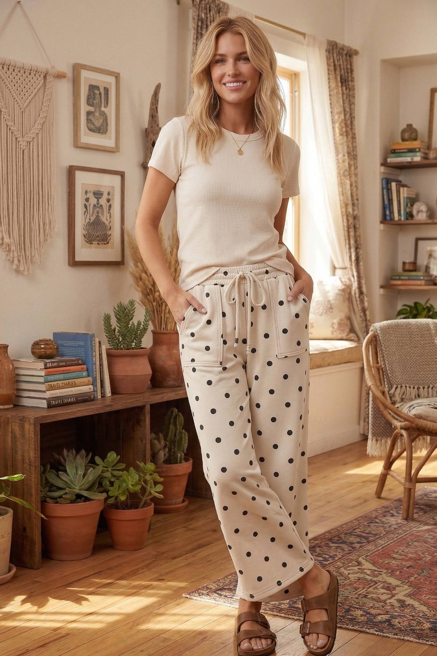 Scuba Polka Dot Wide Leg Pants