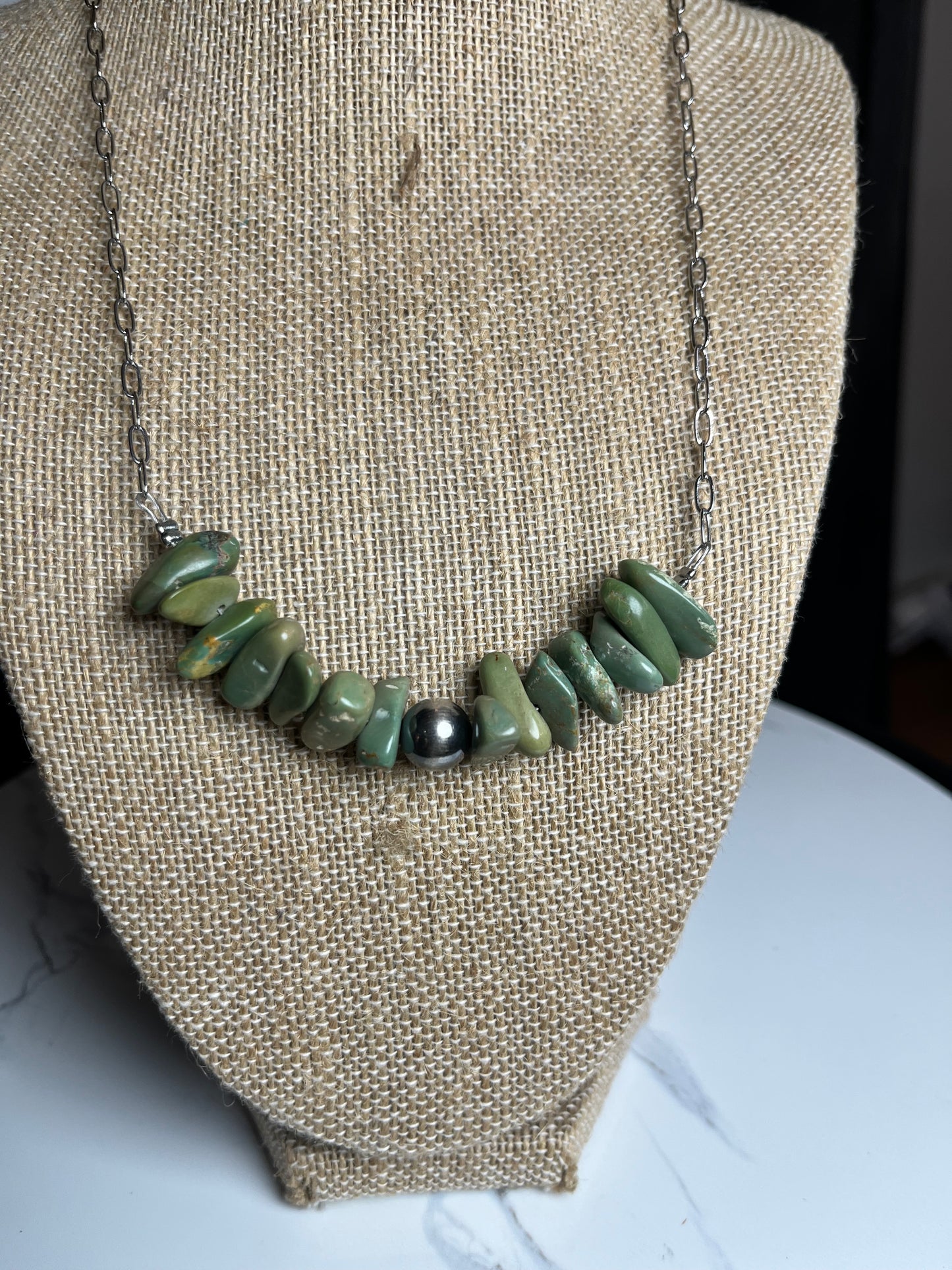 Green Turquoise Chip Necklace