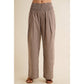 GINGHAM SMOCKED WAIST WIDE LEG PANTS