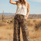 Leopard Print Wide Leg Flowy Woven Pants