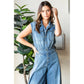 Denim Button Down Sleeveless Jumpsuit